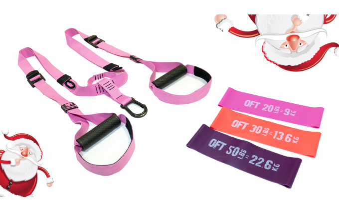 Петли для функционального тренинга PINK UNICORN с набором из 3 широких эспандеров в подарок Петли для функционального тренинга PINK UNICORN с набором из 3 широких эспандеров в подарок